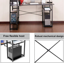 Load image into Gallery viewer, Home Office Computer Desk with Storage Shelves Metal Frame Modern Large Office Writing Desk with Bookshelf
