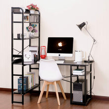 Load image into Gallery viewer, Home Office Computer Desk with Storage Shelves Metal Frame Modern Large Office Writing Desk with Bookshelf