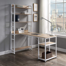 Load image into Gallery viewer, Home Office Computer Desk with Storage Shelves Metal Frame Modern Large Office Writing Desk with Bookshelf