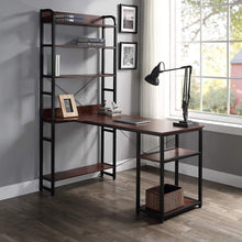 Load image into Gallery viewer, Home Office Computer Desk with Storage Shelves Metal Frame Modern Large Office Writing Desk with Bookshelf