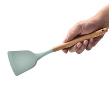Load image into Gallery viewer, 1PC Silicone Wood Turner Soup Spoon Spatula Brush Scraper Pasta Server Egg Beater Kitchen Cooking Tools Kitchenware Green/Black
