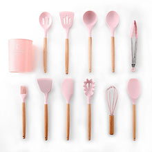 Load image into Gallery viewer, 1PC Silicone Wood Turner Soup Spoon Spatula Brush Scraper Pasta Server Egg Beater Kitchen Cooking Tools Kitchenware Green/Black