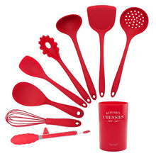 Load image into Gallery viewer, 9PCS Cooking Tools Set Premium Silicone Kitchen Cooking Utensils Set with Storage Box Turner Tongs Spatula Soup Spoon Strainer