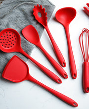 Load image into Gallery viewer, 9PCS Cooking Tools Set Premium Silicone Kitchen Cooking Utensils Set with Storage Box Turner Tongs Spatula Soup Spoon Strainer
