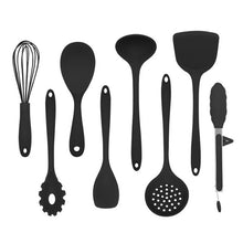Load image into Gallery viewer, 9PCS Cooking Tools Set Premium Silicone Kitchen Cooking Utensils Set with Storage Box Turner Tongs Spatula Soup Spoon Strainer