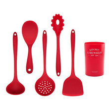 Load image into Gallery viewer, 9PCS Cooking Tools Set Premium Silicone Kitchen Cooking Utensils Set with Storage Box Turner Tongs Spatula Soup Spoon Strainer