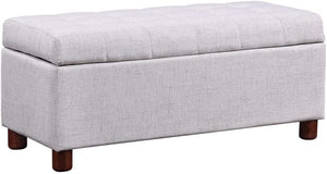 Storage Bench for Home Organization 39'' Bench Tufted Linen Fabric Ottoman Storage Bench with Lift Top