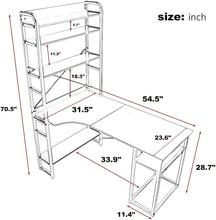 Load image into Gallery viewer, Home Office Computer Desk with Storage Shelves Metal Frame Modern Large Office Writing Desk with Bookshelf
