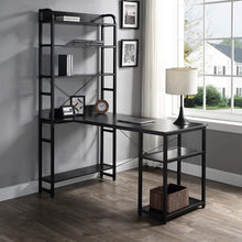 Load image into Gallery viewer, Home Office Computer Desk with Storage Shelves Metal Frame Modern Large Office Writing Desk with Bookshelf
