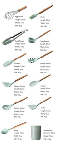 1PC Silicone Wood Turner Soup Spoon Spatula Brush Scraper Pasta Server Egg Beater Kitchen Cooking Tools Kitchenware Green/Black