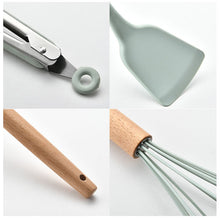 Load image into Gallery viewer, 1PC Silicone Wood Turner Soup Spoon Spatula Brush Scraper Pasta Server Egg Beater Kitchen Cooking Tools Kitchenware Green/Black
