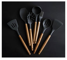 Load image into Gallery viewer, Silicone Kitchen Set Cooking Tools Utensils Set Spatula Shovel Soup Spoon with Wooden Handle Special Heat-resistant Design

