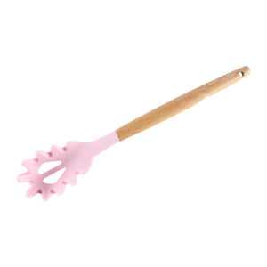 1PC Silicone Wood Turner Soup Spoon Spatula Brush Scraper Pasta Server Egg Beater Kitchen Cooking Tools Kitchenware Green/Black