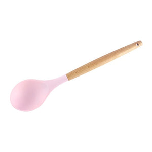 1PC Silicone Wood Turner Soup Spoon Spatula Brush Scraper Pasta Server Egg Beater Kitchen Cooking Tools Kitchenware Green/Black