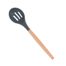 Load image into Gallery viewer, 1PC Silicone Wood Turner Soup Spoon Spatula Brush Scraper Pasta Server Egg Beater Kitchen Cooking Tools Kitchenware Green/Black
