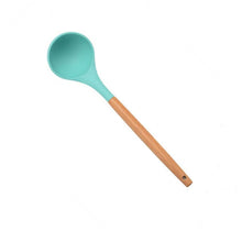 Load image into Gallery viewer, 1PC Silicone Wood Turner Soup Spoon Spatula Brush Scraper Pasta Server Egg Beater Kitchen Cooking Tools Kitchenware Green/Black
