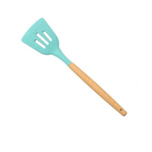 Load image into Gallery viewer, 1PC Silicone Wood Turner Soup Spoon Spatula Brush Scraper Pasta Server Egg Beater Kitchen Cooking Tools Kitchenware Green/Black
