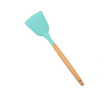 Load image into Gallery viewer, 1PC Silicone Wood Turner Soup Spoon Spatula Brush Scraper Pasta Server Egg Beater Kitchen Cooking Tools Kitchenware Green/Black
