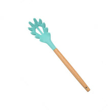 Load image into Gallery viewer, 1PC Silicone Wood Turner Soup Spoon Spatula Brush Scraper Pasta Server Egg Beater Kitchen Cooking Tools Kitchenware Green/Black
