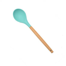 Load image into Gallery viewer, 1PC Silicone Wood Turner Soup Spoon Spatula Brush Scraper Pasta Server Egg Beater Kitchen Cooking Tools Kitchenware Green/Black
