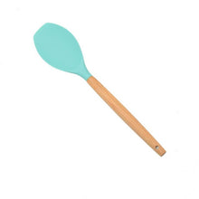 Load image into Gallery viewer, 1PC Silicone Wood Turner Soup Spoon Spatula Brush Scraper Pasta Server Egg Beater Kitchen Cooking Tools Kitchenware Green/Black
