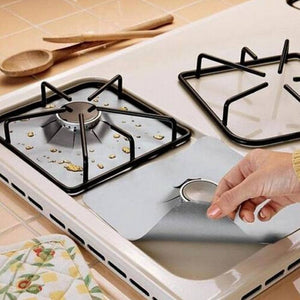 4Pcs Reusable Foil Gas Hob Range Stovetop Burner Protector Liner Cover For Cleaning Kitchen Tools