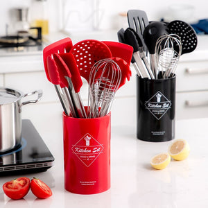 1PC Silicone Wood Turner Soup Spoon Spatula Brush Scraper Pasta Server Egg Beater Kitchen Cooking Tools Kitchenware Green/Black