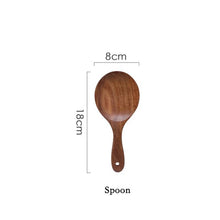 Load image into Gallery viewer, Thailand Teak Natural Wood Tableware Spoon Ladle Turner Long Rice Colander Soup Skimmer Cooking Spoons Scoop Kitchen Tool Set
