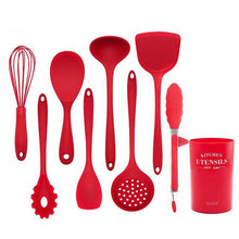 Load image into Gallery viewer, 9PCS Cooking Tools Set Premium Silicone Kitchen Cooking Utensils Set with Storage Box Turner Tongs Spatula Soup Spoon Strainer
